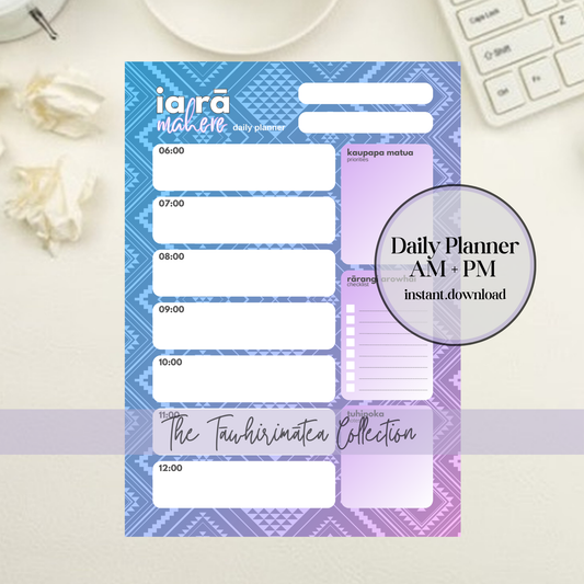 Tāwhirimātea-Inspired Daily Planner | AM+PM Layout | Digital PNG