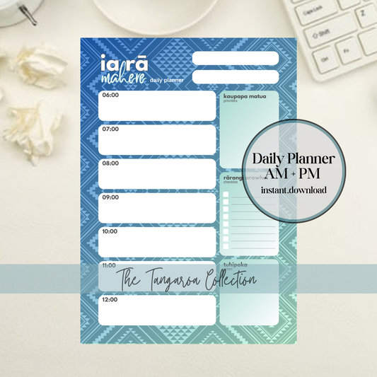Tangaroa-Inspired Daily Planner | AM+PM Layout | Digital PNG