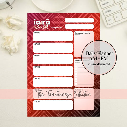 Tūmatauenga-Inspired Daily Planner | AM+PM Layout | Digital PNG