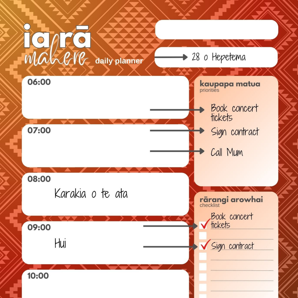 Rūaumoko-Inspired Daily Planner | AM+PM Layout | Digital PNG