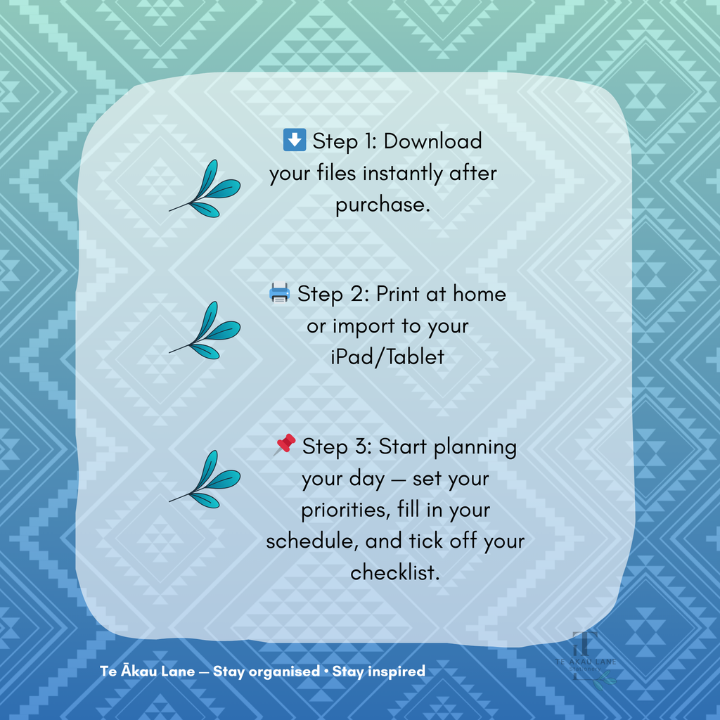 Tangaroa-Inspired Daily Planner | AM+PM Layout | Digital PNG