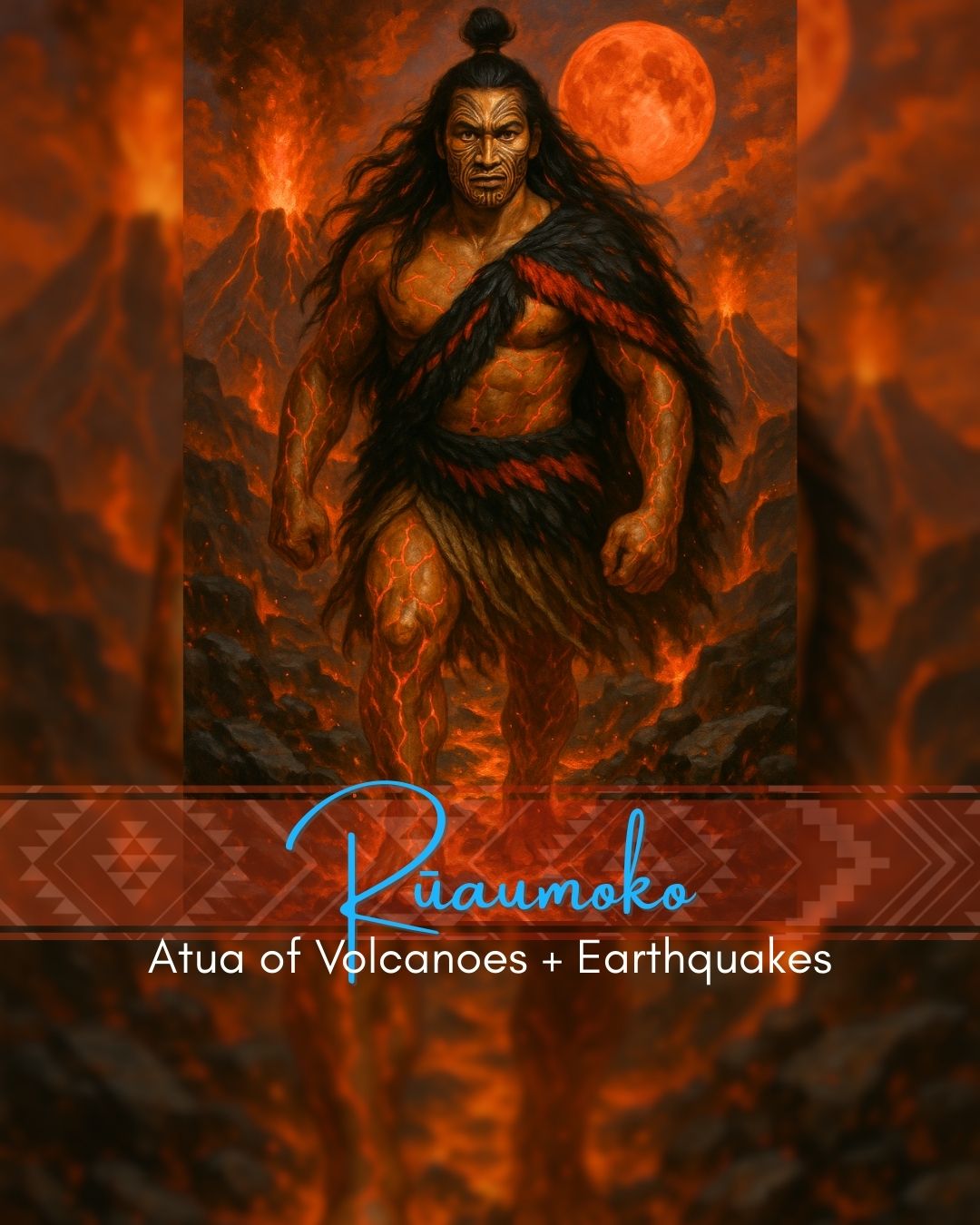 Rūaumoko – God of Earthquakes & Volcanoes | Māori Wall Art Print (Unframed)