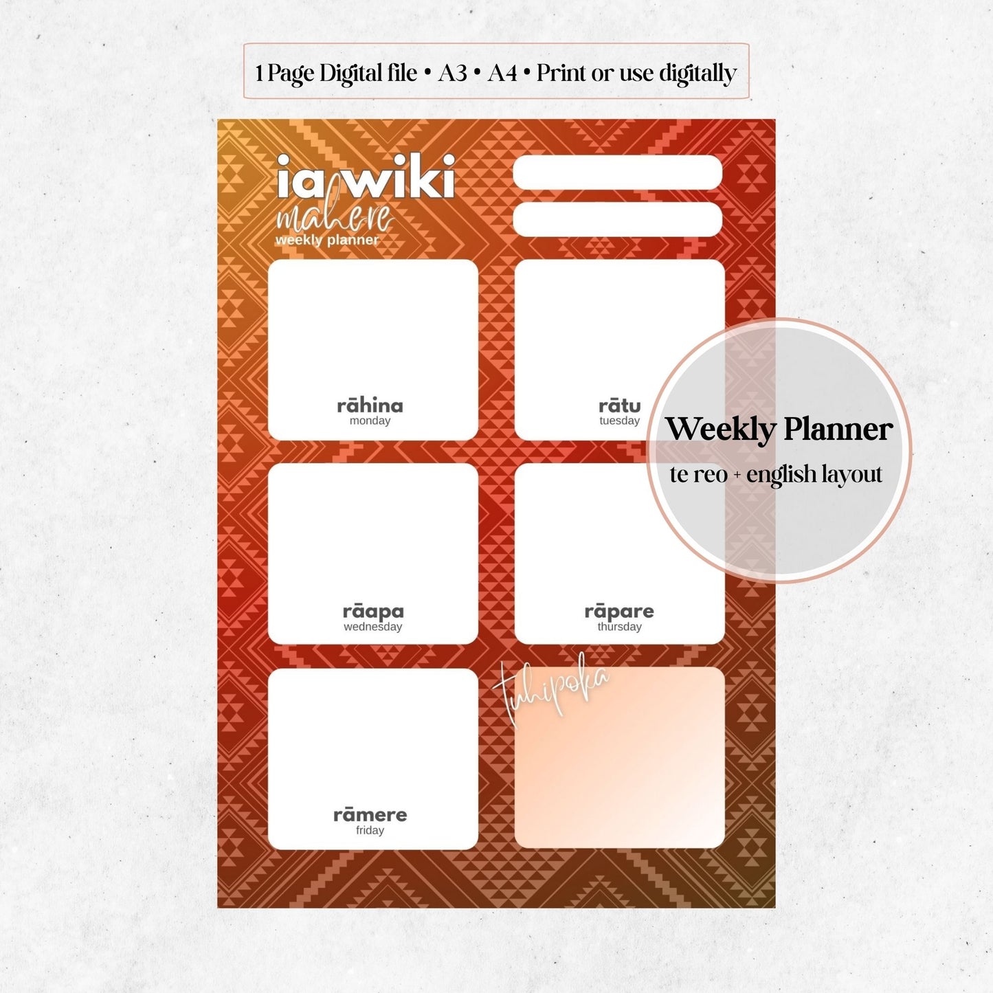 Rūaumoko-Inspired Weekly Planner| Digital Download