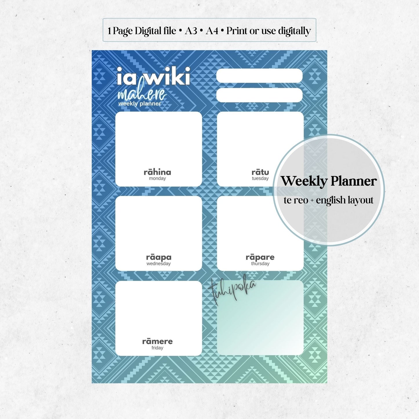 Tangaroa-Inspired Weekly Planner| Digital Download