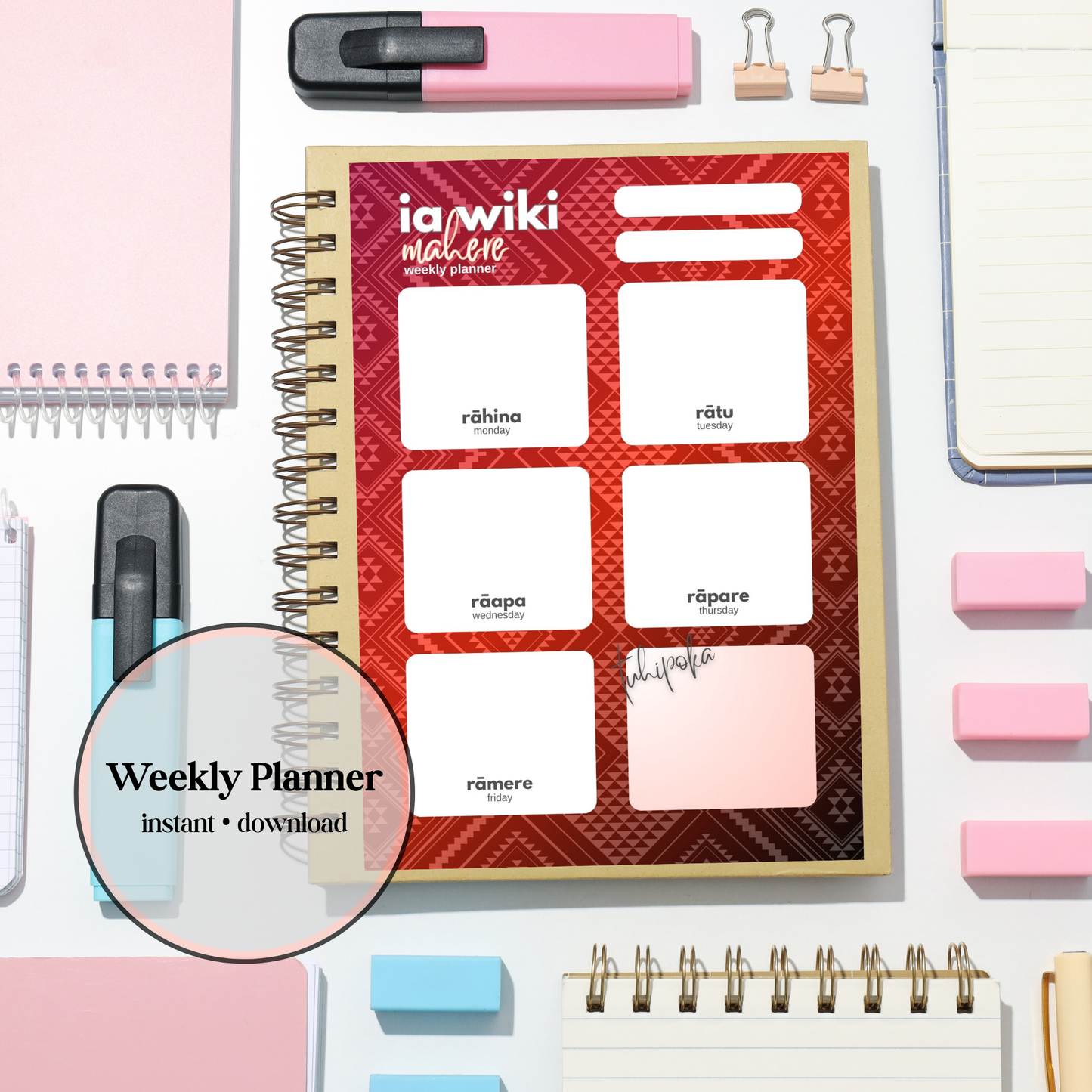 Tūmatauenga-Inspired Weekly Planner| Digital Download