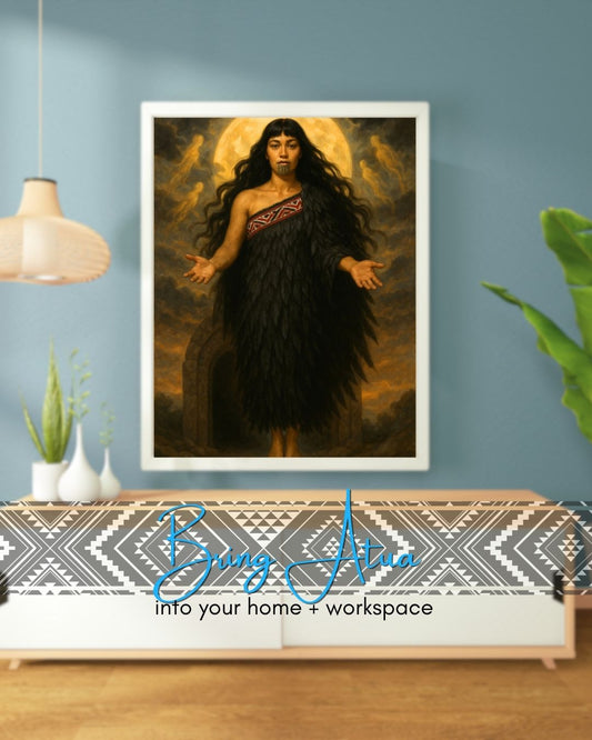 Hine-nui-te-pō – Goddess of the Night + Underworld | Māori Wall Art Print (Unframed) Photo paper poster