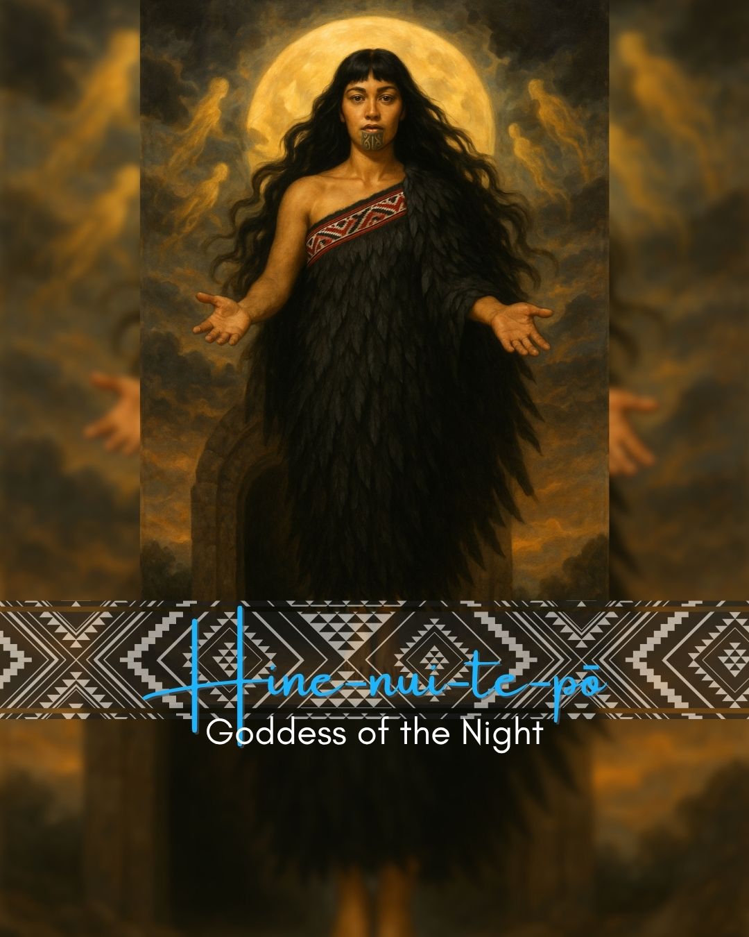 Hine-nui-te-pō – Goddess of the Night + Underworld | Māori Wall Art Print (Unframed) Photo paper poster
