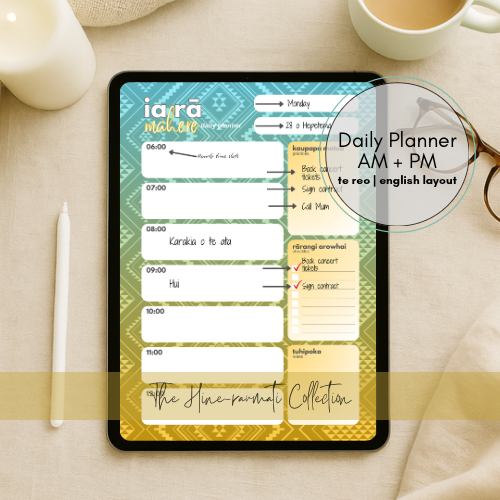 Hine-raumati-Inspired Daily Planner | AM+PM Layout | Digital PNG