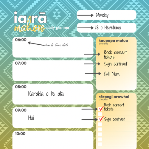 Hine-raumati-Inspired Daily Planner | AM+PM Layout | Digital PNG