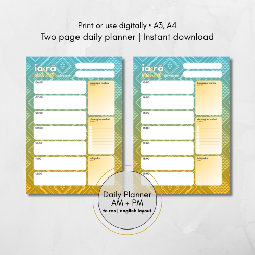 Hine-raumati-Inspired Daily Planner | AM+PM Layout | Digital PNG
