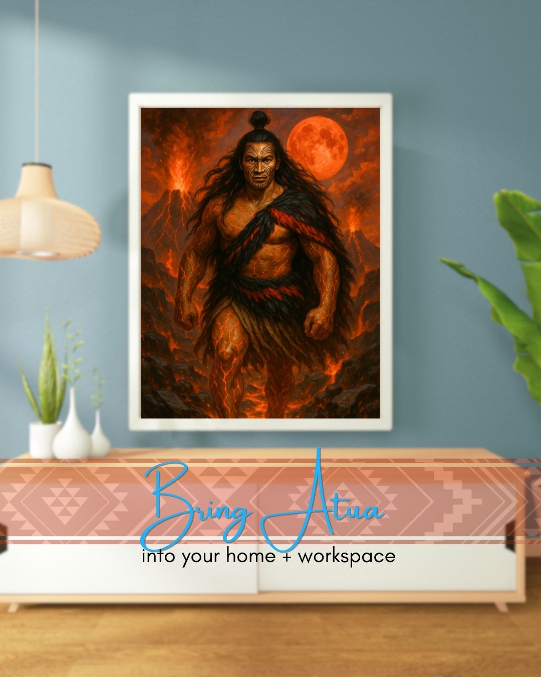 Rūaumoko – God of Earthquakes & Volcanoes | Māori Wall Art Print (Unframed)