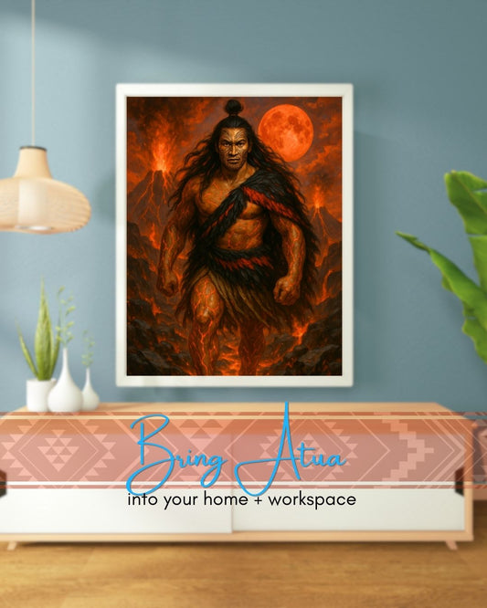 Rūaumoko – God of Earthquakes & Volcanoes | Māori Wall Art Print (Unframed)